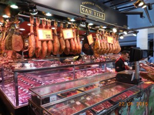 Butcher, fresh food market, La Rambler, Barcelona