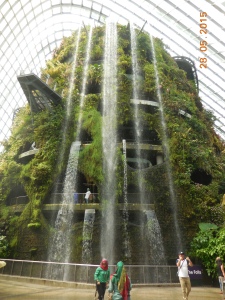 Waterfall inside Cloud Garden, Gardens by the Bay, Singapore 